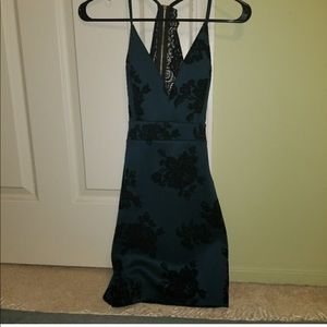 Windsor Black Satin Jacquard Mini Bodycon Dress